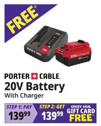 Ocean State Job Lot Porter cable 20v battery with charger offer