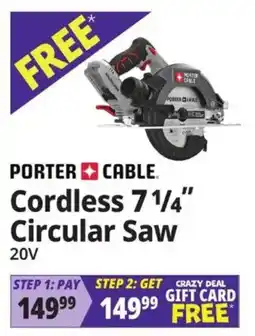 Ocean State Job Lot Porter cable cordless 7 1/4" circular saw offer