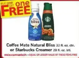 ACME Coffee Mate Natural Bliss or Starbucks Creamer offer