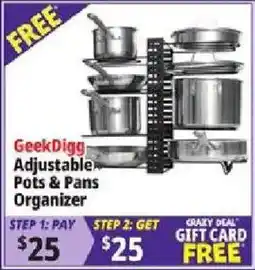 Ocean State Job Lot GeekDigg adjustable pots & pans organizer offer