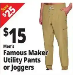 Ocean State Job Lot Men's Famous Maker Utility Pants or Joggers offer
