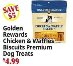 Ocean State Job Lot Golden Rewards Chicken & Waffles Biscuits Premium Dog Treats offer