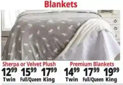 Ocean State Job Lot Sherpa or Velvet Plush Blankets offer