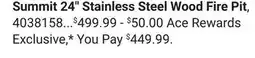 Ace Hardware Summit 24 Stainless Steel Wood Fire Pit offer