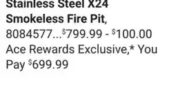 Ace Hardware Stainless Steel X24 Smokeless Fire Pit offer