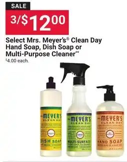 Ace Hardware Mrs. Meyer's Clean Day Hand Soap, Dish Soap or Multi-Purpose Cleaner offer