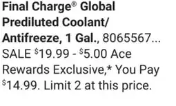 Ace Hardware Final Charge Global Prediluted Coolant/Antifreeze offer