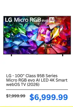 Best Buy Lg 100" class 95b series micro rgb evo ai led 4k smart webos tv offer