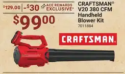 Ace Hardware CRAFTSMAN V20 380 CFM Handheld Blower Kit offer