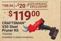 Ace Hardware CRAFTSMAN V20 Steel Pruner Kit offer