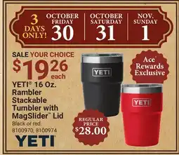 Ace Hardware YETI 16 Oz. Rambler Stackable Tumbler with MagSlider Lid offer