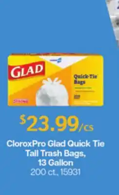 Restaurant Depot CloroxPro Glad Quick Tie Tall Trash Bags, 13 Gallon offer