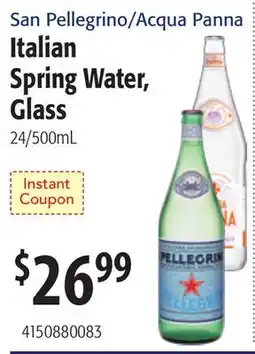 Restaurant Depot Italian Spring Water, Glass offer