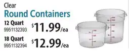 Restaurant Depot Clear Round Containers offer