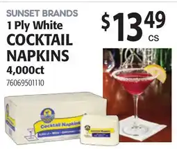 Restaurant Depot SUNSET BRANDS 1 Ply White COCKTAIL NAPKINS offer