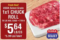 Restaurant Depot Fresh Beef USDA Select Grade 1x1 CHUCK ROLL offer