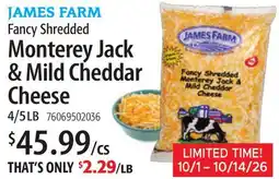 Restaurant Depot JAMES FARM Fancy Shredded Monterey Jack & Mild Cheddar Cheese offer