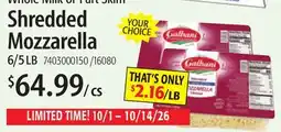 Restaurant Depot Shredded Mozzarella offer