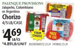 Restaurant Depot PALENQUE PROVISIONS Chorizo offer