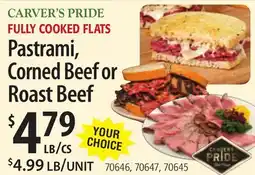 Restaurant Depot CARVER'S PRIDE FULLY COOKED FLATS Pastrami, Corned Beef or Roast Beef offer