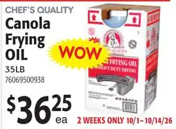 Restaurant Depot CHEF'S QUALITY Canola Frying Oil offer