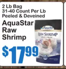 SuperFresh 2 Lb Bag 31-40 Count Per Lb Peeled & Deveined AquaStar Raw Shrimp offer