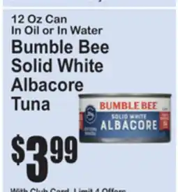 SuperFresh Bumble Bee Solid White Albacore Tuna offer