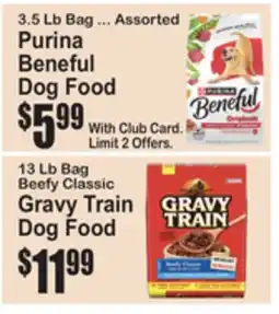 SuperFresh Purina Beneful Dog Food, Beefy Classic Gravy Train Dog Food offer