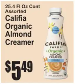 SuperFresh 25.4 FL Oz Cont Assorted Califia Organic Almond Creamer offer
