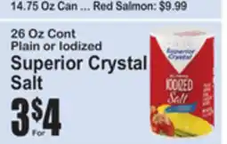 SuperFresh 26 Oz Cont Plain or Iodized Superior Crystal Salt offer