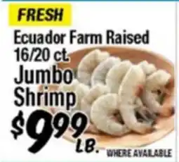 Western Beef Ecuador Farm Raised 16/20 ct. Jumbo Shrimp offer