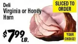 Western Beef Deli Virginia or Honey Ham offer