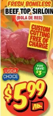 Western Beef FRESH BONELESS BEEF TOP SIRLOIN offer