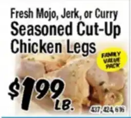 Western Beef Fresh Mojo, Jerk, or Curry Seasoned Cut-Up Chicken Legs offer
