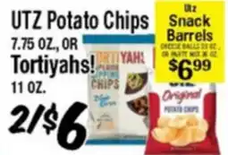 Western Beef UTZ Potato Chips 7.75 OZ., OR Tortiyahs! 11 OZ offer