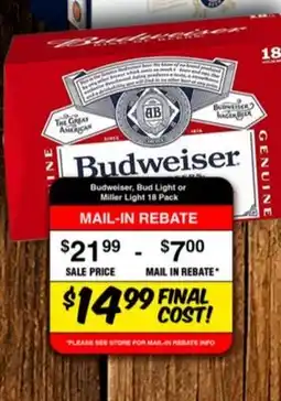 Western Beef Budweiser, Bud Light or Miller Light offer