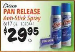 Restaurant Depot Crisco PAN RELEASE Anti-Stick Spray offer