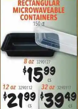 Restaurant Depot RECTANGULAR MICROWAVEABLE CONTAINERS offer