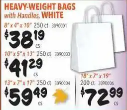 Restaurant Depot HEAVY-WEIGHT BAGS with Handles, WHITE offer