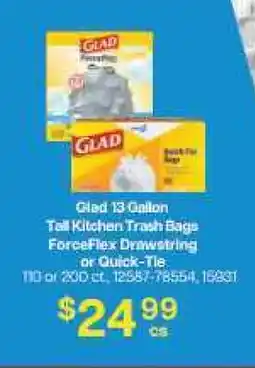 Restaurant Depot Glad 13-Gallon Tall Kitchen Trash Bags ForceFlex Drawstring or Quick-Tie offer