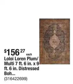 The Home Depot Loloi Loren Plum/Multi 7 ft. 6 in. x 9 ft. 6 in. Distressed Bohemian Printed Area Rug offer
