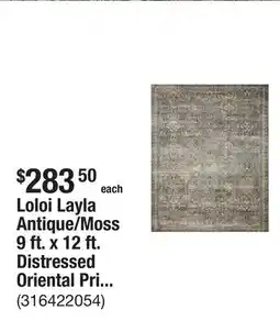 The Home Depot Loloi Layla Antique/Moss 9 ft. x 12 ft. Distressed Oriental Printed Area Rug offer