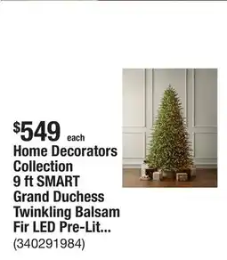 The Home Depot Home Decorators Collection 9 ft SMART Grand Duchess Twinkling Balsam Fir LED Pre-Lit Tree T28 offer