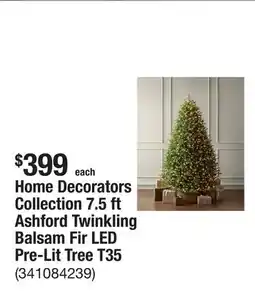 The Home Depot Home Decorators Collection 7.5 ft Ashford Twinkling Balsam Fir LED Pre-Lit Tree T35 offer