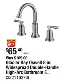 The Home Depot Glacier Bay Oswell 8 in. Widespread Double-Handle High-Arc Bathroom Faucet in Brushed Nickel offer