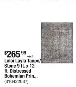 The Home Depot Loloi Layla Taupe/Stone 9 ft. x 12 ft. Distressed Bohemian Printed Area Rug offer