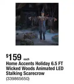 The Home Depot Home Accents Holiday 6.5 FT Wicked Woods Animated LED Stalking Scarecrow offer