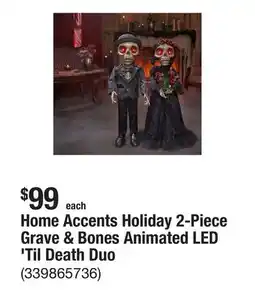 The Home Depot Home Accents Holiday 2-Piece Grave & Bones Animated LED 'Til Death Duo offer
