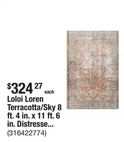 The Home Depot Loloi Loren Terracotta/Sky 8 ft. 4 in. x 11 ft. 6 in. Distressed Bohemian Printed Area Rug offer