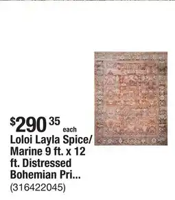 The Home Depot Loloi Layla Spice/Marine 9 ft. x 12 ft. Distressed Bohemian Printed Area Rug offer